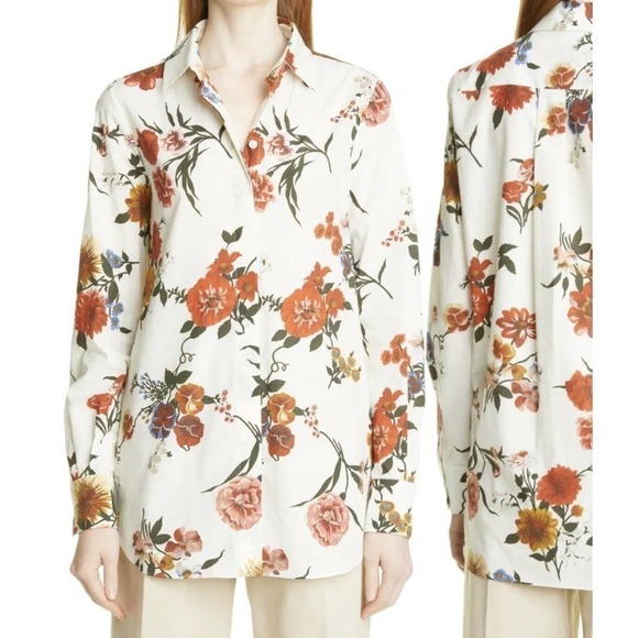 Brock Collection Sibilla Blouse Womens Sz 6 Fits 4 Floral Print Cotton $775